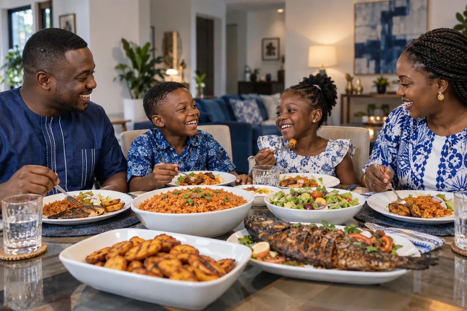 A family sharing a home-cooked meal around the table